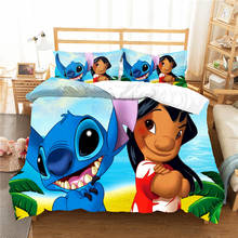 Disney-Juego de cama de Lilo & Stitch para niños y niñas, funda de edredón con fundas de almohada, regalos de cumpleaños, decoración del hogar 2024 - compra barato