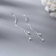 Fashion Silver Color Square Little Block Long Tassels Drop Earrings Geometry  Chain Earrings For Girls Friends Gift 2024 - buy cheap