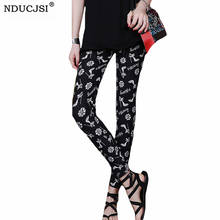 NDUCJSI Elastic Push Up Pencil Pants Polyester Women Legging Graffiti Cartoon Print Trousers Fitness Leggins 2024 - buy cheap