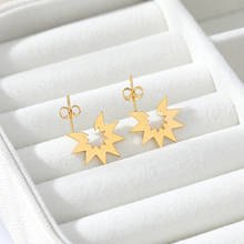 Simple Star And Sun Earrings For Women Dainty Jewelry Stainless Steel Geometric Circle Stud Earrings Pendientes Mujer Bijoux 2024 - buy cheap