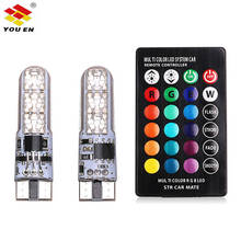 YOUEN-luz de lectura para cúpula de coche, bombilla Led RGB T10 W5W 194 168 W5W 5050 SMD, lámpara de cuña para automóviles, con mando a distancia 2024 - compra barato