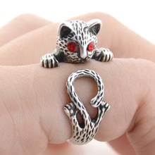 Gato do vintage com olhos vermelhos anel boho bronze junta animal de estimação amor anel anel anel para mulheres melhor amigos presentes anillos 2024 - compre barato