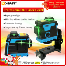Xeast 12 linhas 3d verde nível laser bateria de lítio auto-nivelamento 360 linhas transversais horizontais & verticais pode usar receptor 2024 - compre barato