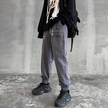 Calça cargo masculina casual, calça de corrida para homens, hip hop, com bolsos, calça de moletom com fitas, 2020 2024 - compre barato