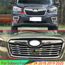 With camera For Subaru Forester SK 2018 2019 Decorate Accessories ABS Chrome Front Grille Cover Center Mesh Trim 2024 - buy cheap