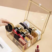 Plastic Glass Makeup Organizer Lipstick Eyeshadow Storage Box Clear Cosmetic Make Up Holder Vanity Cabinet Powder Display Shelf 2024 - buy cheap