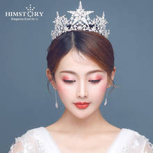 Himstory-tiara para cabelo, luxo, cristal, estrela, vintage, strass, tiara de noiva, coroa, casamento, joia, laço 2024 - compre barato