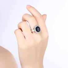 Женское Обручальное Кольцо принцессы с голубым сапфиром, обручальные кольца из стерлингового серебра 925 пробы, 2019 2024 - купить недорого