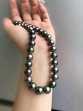 HUGE AAA 10-11MM ROUND SOUTH SEA GENUINE BLACK GREEN PEARL NECKLACE 18" 925silver GOLD 2024 - buy cheap