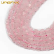 UPGFNK-espaciadores de cristal de cuarzo rosa facetado Natural, cuentas de piedra sueltas para fabricación de joyas, pulsera y collar, 6/8MM 2024 - compra barato