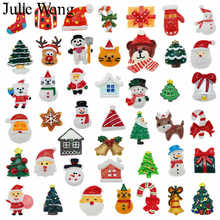 Julie wang 45 pçs resina encantos de natal misturado santa árvore boneco de neve plana volta cabochons jóias fazendo acessório natal decoração do telefone 2024 - compre barato