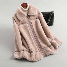 Shearling ovelhas 2020 real casaco de pele inverno jaqueta feminina 100% lã casaco feminino longo rosa jaquetas coreano outwear my4199 s 2024 - compre barato