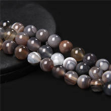 Smooth Dark Grey Natural Stripe Agates Stone Beads 4/6/8/10/12mm Pick Size For Jewelry Making Bracelet Necklace Diy Handmade 2024 - buy cheap