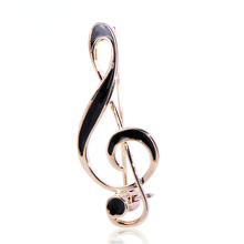 Madrry Fashion Vivid Music Note Shape Brooch Black Enamel Alloy Jewelry For Women Men Scarf Sweater Dress Coat Party Ornaments 2024 - buy cheap