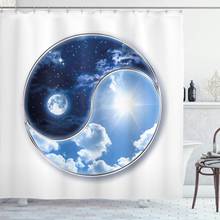 Space Shower Curtain, Yin Yang World with Moon and Sun Harmony of The Universe Art Print, Cloth Fabric Bathroom Decor Set with 2024 - buy cheap