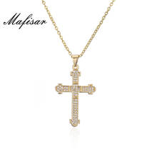 Mafisar 2021 Новое популярное золотое ожерелье с крестом для женщин и мужчин Уникальный дизайн крест кулон ожерелье CZ христианские ювелирные изделия 2024 - купить недорого
