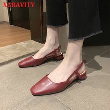 XGRAVITY Butterfly Square Lock Heel Strange Design High Heel Sandals Fashion Women Chunky Shoes Square Toe Slippers Lady B033 2024 - buy cheap