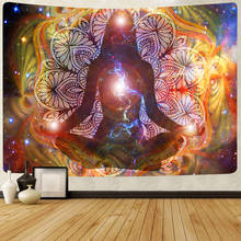 Simsant-tapiz de meditación con Mandala, arte de Chakra de Yoga bohemio, tapices colgantes de pared para sala de estar, decoración del hogar, pancarta 2024 - compra barato