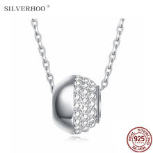SILVERHOO 925 Sterling Silver Ball Pendant Necklaces For Women Shining 5A Cubic Zirconia Necklace Silver Jewelry New Arrival 2024 - buy cheap