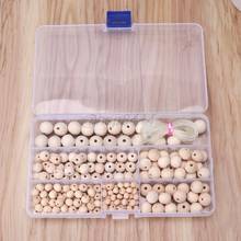 220 Pcs Natural Round Loose Wood Beads Jewelry Making Bracelet Necklace With Box 2024 - buy cheap