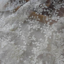 1 yard Ivory Lace Fabric, Cotton Embroidered Florals Fabric, Ivory Wedding Dress Lace Fabric 2024 - buy cheap