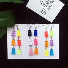 Pendientes colgantes de oso de dibujos animados para mujer y niña, aretes creativos, macarrones, animales encantadores, de resina, joyería 2024 - compra barato