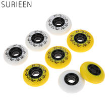 Ruedas deslizantes para patines en línea de PU 90A, rodamiento 608zz, color blanco y amarillo, tamaño de estilo libre 72mm 76mm 80mm, 8 unids/lote 2024 - compra barato