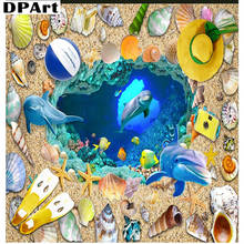 Алмазная картина полностью квадратная/круглая дрель Happy Dolphins 5D Daimond вышивка крестиком Набор Мозаика горный хрусталь Y314 2024 - купить недорого