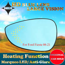 1 par de carro espelho retrovisor lateral lente para ford fiesta 2008-2021 azul vidro grande vista com aquecimento ponto cego aviso marquise led 2024 - compre barato