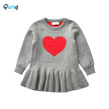 Qunq-suéter con diseño de corazón para niñas, suéteres de Boutique para niños pequeños, camisas de primavera e invierno, novedad de 2021 2024 - compra barato