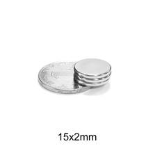 Imán de neodimio fino permanente, disco de imán de búsqueda fuerte de 15mm x 2mm, redondo pequeño, 15x2mm, 10/20/50/100/150 Uds. 2024 - compra barato