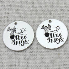 FREE HUGS Pendant Necklace Jewelry,Egraved,Sister Gifts,Chain necklace,2021 trend,Key Chains charms,22mm,5Pcs/Lot 2024 - buy cheap