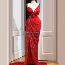 Vestido De noche rojo elegante, longitud hasta el suelo, con cuentas y lentejuelas, para baile De graduación, Oriente Medio, Dubai, Arabia Saudita 2024 - compra barato