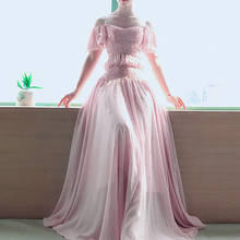Vestido maxi rosa feminino sexy off the shoulder, alça espaguete, cauda longa com babados, estilo designer de marca para mulheres 2024 - compre barato