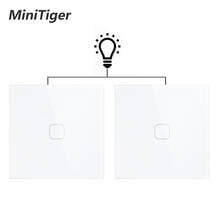 Minitiger-Panel de cristal de lujo, Interruptor táctil de pared de luz de 1 entrada y 2 vías, e ignífugo impermeable, 2 unids/paquete, estándar europeo 2024 - compra barato