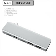 Adaptador usb c hub hdmi para notebook 5 em 1, conversor de visual para hdmi, compatível com sd/tf, leitor de cartão e 2 portas usb 3.0, carregamento pd 2024 - compre barato