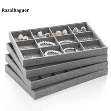 Organizador de joyería de Tela Gris, caja de anillos de exhibición de joyería, soporte para collar y pendientes, varios modelos, gran oferta 2024 - compra barato