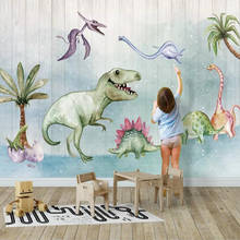 Milofi-papel tapiz 3D personalizado, Mural de tablero de madera de dinosaurio para habitación de niños, sala de estar, Fondo de pared, pintura decorativa 2024 - compra barato