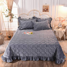 Queen King Size 1/3Piece Double layer Bedspread Pillowcase Bed Set Solid Color Quilted Blanket Sheet Bed Cover Coverlet #a 2024 - buy cheap