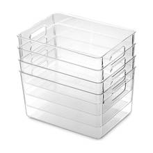 4Pcs Clear Pantry Organizer Bins Household Plastic Food Storage Basket with Cutout Handles for Kitchen, Countertops 2024 - buy cheap