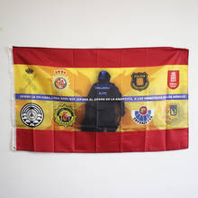 Flag of spain with police shields and phrases of the thin blue line civil guard  3x5ft 90x150cm 100d polyester 2024 - buy cheap