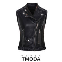 Tmodalip za colete feminino de couro sintético, nova moda primavera autunm, preto, casaco, bomber, motocicleta, roupa externa com cinto 2024 - compre barato