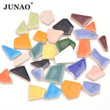 JUNAO-mosaico de azulejos de vidrio de colores variados, piedras de mosaico regulares, guijarros de vidrio, pegatina para adornos de pared para manualidades DIY, materiales 2024 - compra barato