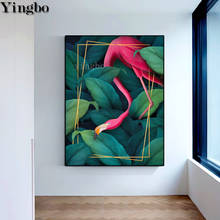 diy 5D diamond painting full drill square round diamond embroidery mosaic Flamingo animal with green plant leaves decoracion art 2024 - buy cheap