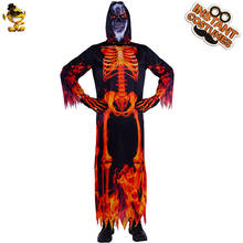 Halloween Fire Skeleton Costume Cosplay Skull Devil Demon Costumes Role Play Party Fancy Dress Holiday Mens Clothes 2024 - buy cheap