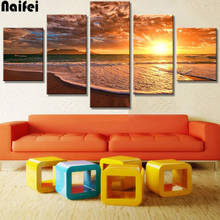 5D DIY Diamond Painting Sea View Sunset Scenery Full Square Round Drill 5pcs/set Diamond Mosaic Cross Stitch Kits Home Decor 2024 - buy cheap