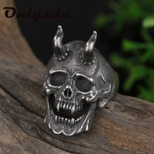 Dropshipping Retro Mens Satan Skull Ring 316L Stainless Steel Rings for Men Party Punk Biker Jewelry Party Gothic Gifts Male 2024 - buy cheap