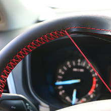 LEEPEE Durable 38cm protector para volante de coche trenza con agujas hilo PU + cuero de gamuza Anti-slip DIY resistente al desgaste 2024 - compra barato