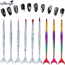 Monja 3Pcs Mermaid Handle Nail Art French Stripe Lines Liner Painting Brush Pattern DIY Design Drawing Pen Manicure Tool 2024 - buy cheap