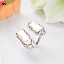 GuaiGuai-anillo ajustable con diamantes de imitación, joyería con perlas blancas cultivadas en agua dulce, diamantes de imitación 2024 - compra barato